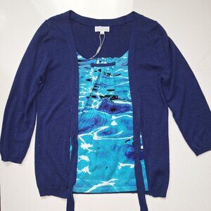 Joseph A Blue Cotton Blend Sweater NWT